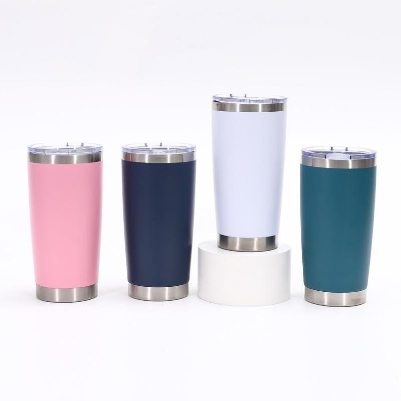 20oz Double Wall Vacuum Insulated Stainless Steel Travel Mug Car Office Home - Lightweight Portable Cup With Press Lid
