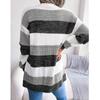 Vintage Stripe Knitted Cardigan Women Long Sleeve Open Stitch Loose Sweaters Coat Casual Pull Femme Loose Elegant Knitwear 28204