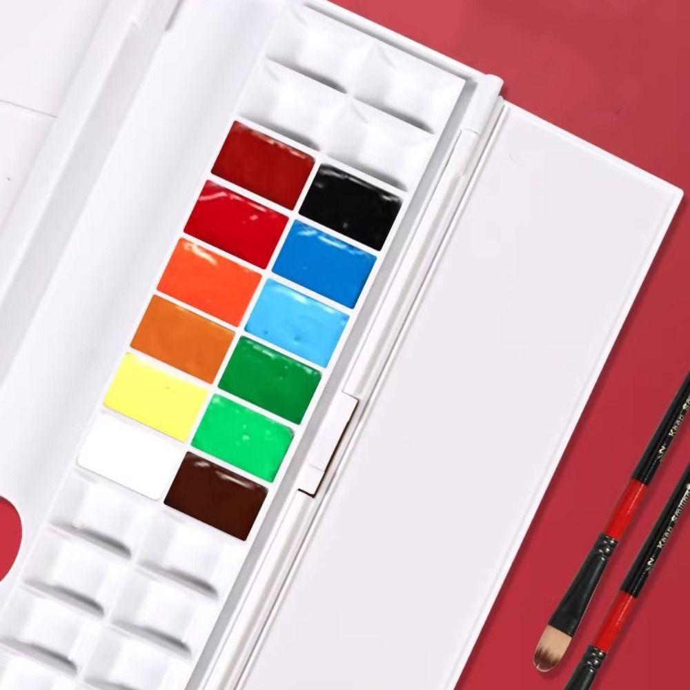 24 Grids Watercolor Pigment Box Foldable Paint Pigment Tray Watercolor Mixing Tray Oil Paint