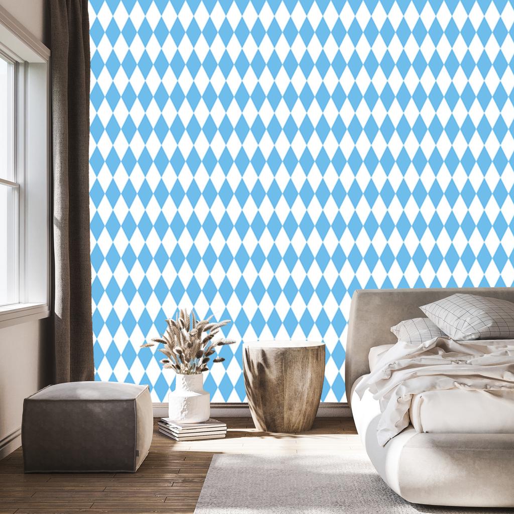 Azure Harlequin Rhombus Wallpaper for Living Room and Bedroom 50x1000
