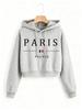 Y2k Paris France Letter Print Autumn Winter Cropped Sweatshirt Crop Top Hoodie Sweatshirts Gothic Casual Grunge Clothing