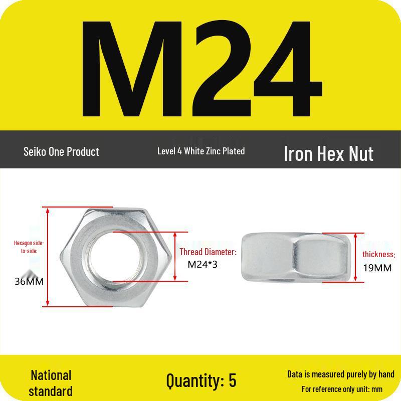 Black Galvanized Nickel-Plated Iron Hex Nut Screw Cap, GB Grades 4.8/8.8/12.9, Sizes M4/M5/M6/M8