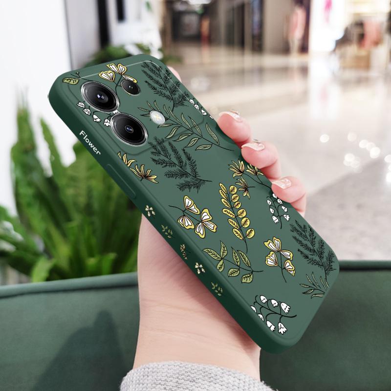 

Beautiful Leaf Phone Case For Xiaomi Poco X7 X6 F6 M6 M5 M5S F5 X5 F4 X4 M4 F3 M3 X3 Pro 4G 5G GT Silicone Cover Poco X5 Pro темно-зеленого
