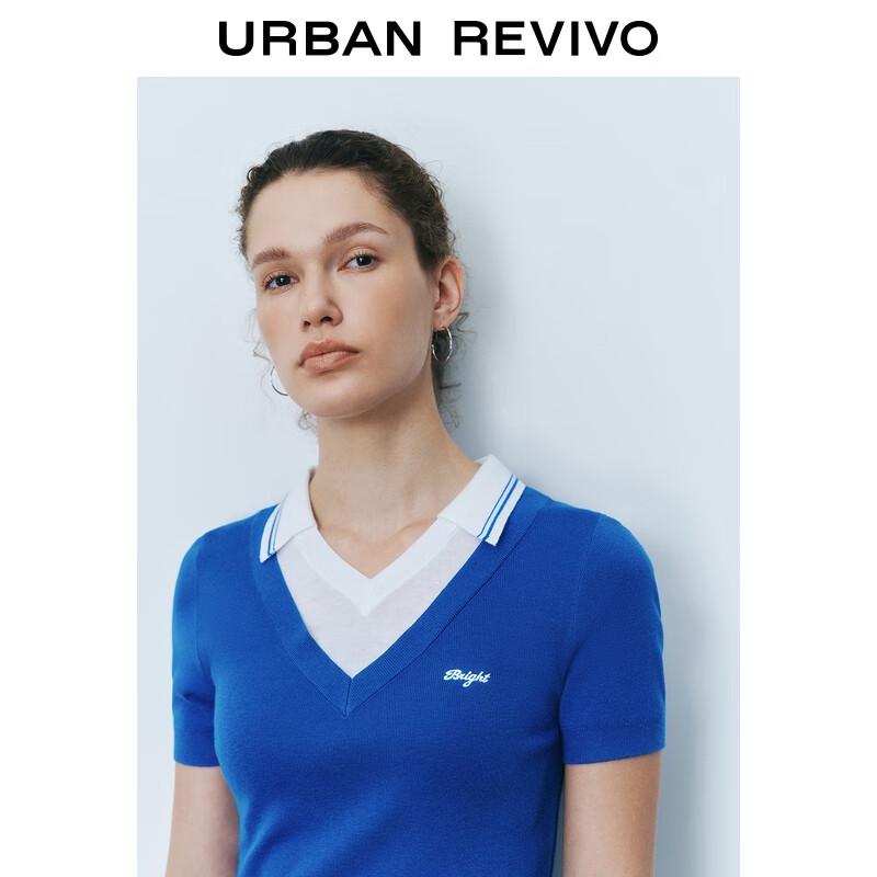 UR Women's Color-Block Letter Short Sleeve Knit Top