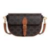Folco Brand Logo Print Design Leather Trim Shoulder Bag Women Shoulder Bag Brown 122652GTL-04LU