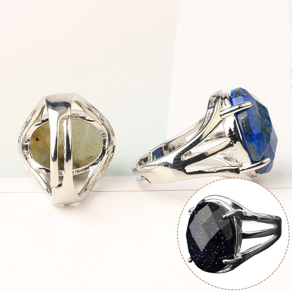 Elegant And Durable Natural Stone Ring For Women Blue Tarnish-resistant Finger
