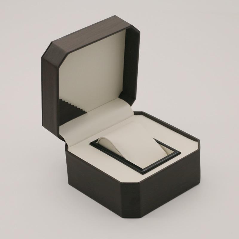 Rounded Corner PU Leather Single Watch Storage Box with Threaded Flip Cover