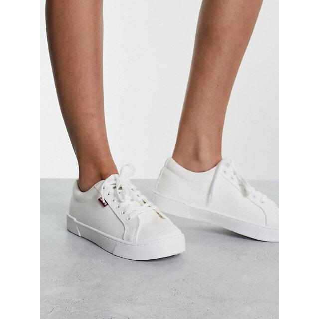 

Белые кроссовки Levi s Malibu с красным логотипом