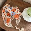 Triangle towel cute flower dopamine French retro headscarf spring and summer travel sweet literary knitting hollow straps