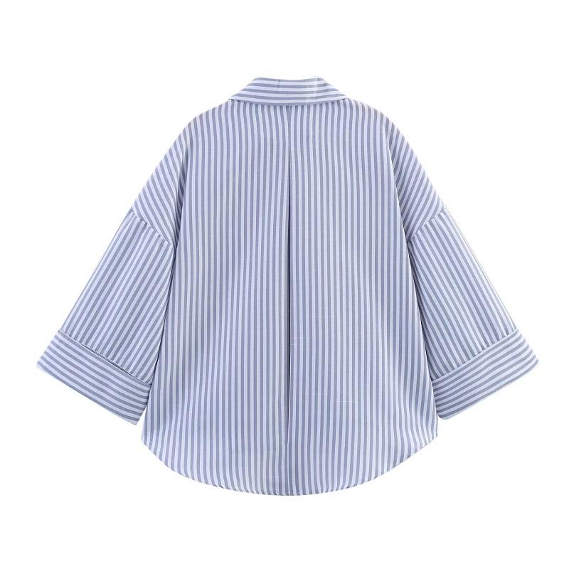 Women's Shirts Striped Oversize Shirts for Women Wide Sleeve Casual Shirts and Blouses Woman White Summer Loose Tops Woman