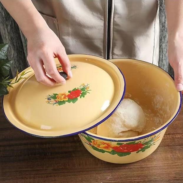 Vintage Nostalgic Yellow Enamel Wash Basin