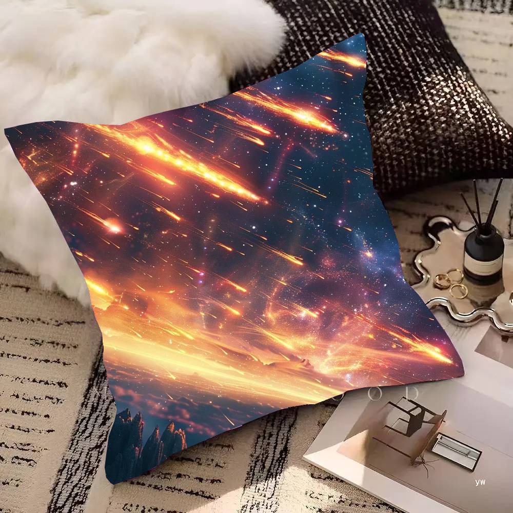 Meteor Shower Starry Sky Pillow Case Fashion Square Pillowcase Bedroom Sofa Room Ins Decoration Leisure