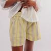 Women's Shorts Fashion Striped Casual Elastic-pocket Beach Shorts Women's Pants