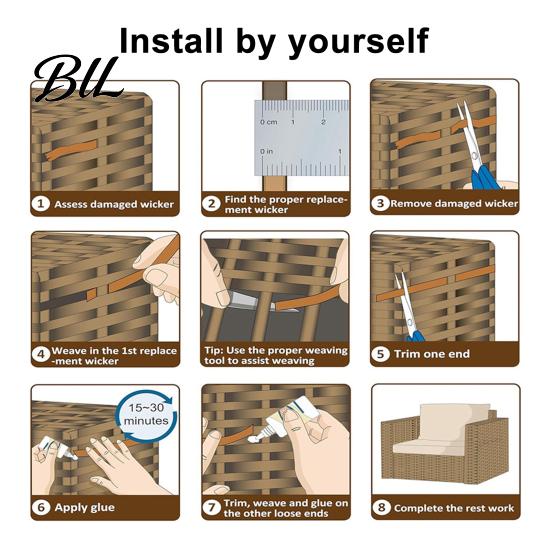 Zestaw do naprawy rattanu DIY 120 stóp Syntetyczny Wytłaczany Rattan Materiały do naprawy Wodoodporny Trwały Zestaw Krzesło Koszyk Meble Plastikowy Płaski