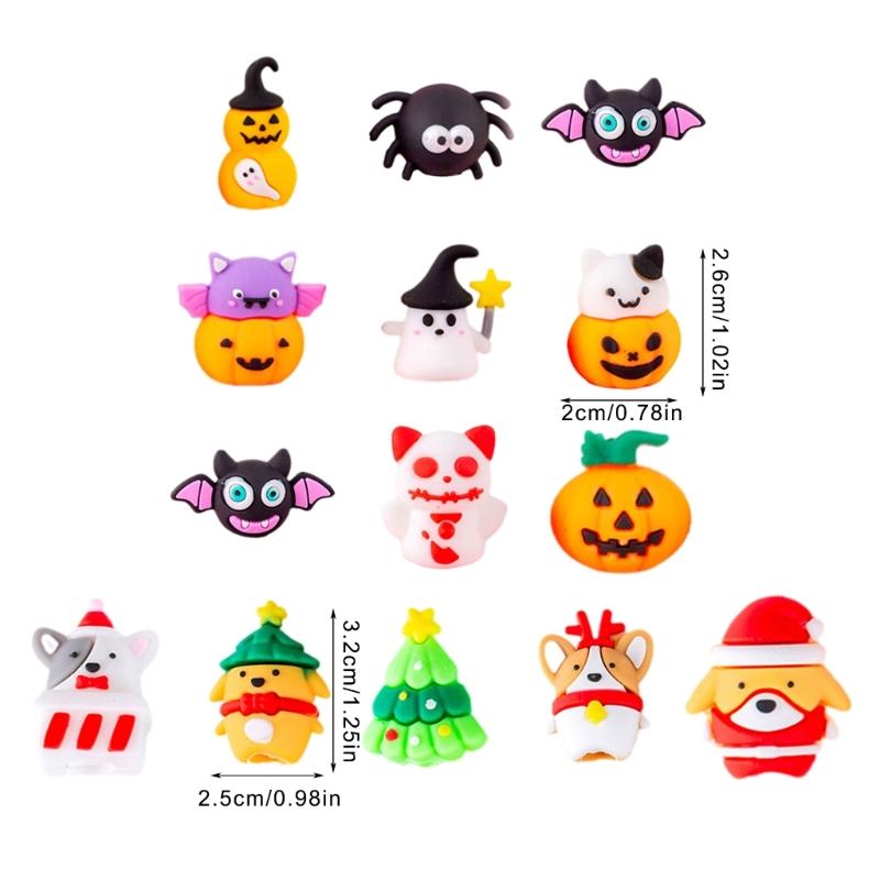 10Pcs Christmas Halloween Pencils Tip Caps Silicone Pencil Protectors for Children Students Adult and Professional
