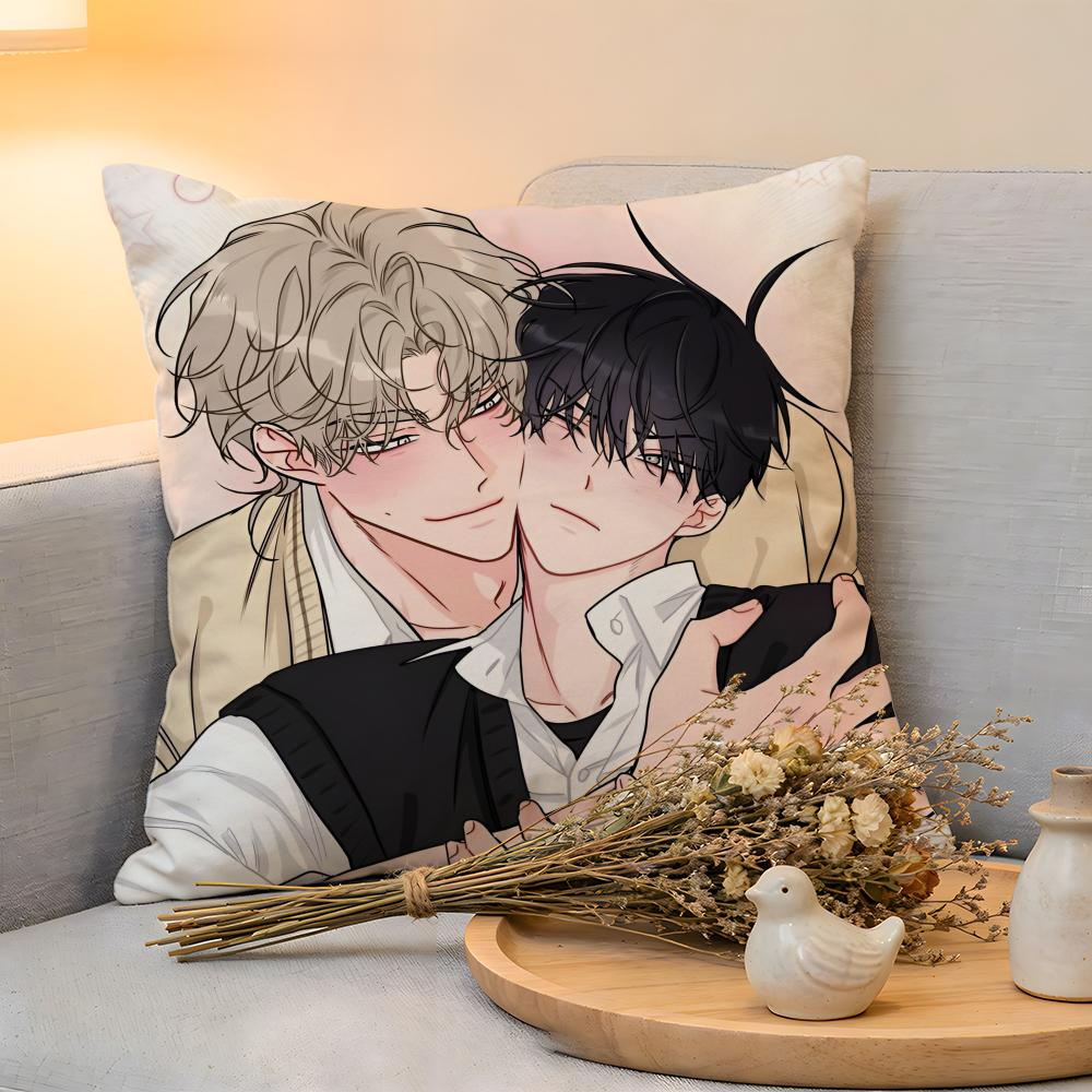 Cushion Cover Linen SkinFriendly Soft Decorative Case For Sofa Home Decor BL Anime Yaoi Loving Cartoon Pillow Cover