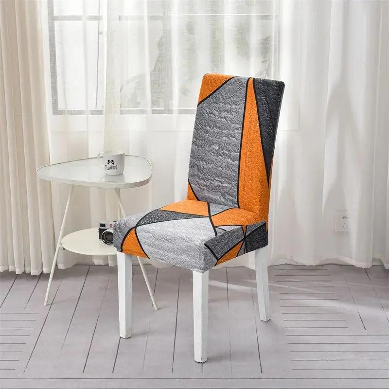 Printed Stretch Chair Cover For Dining Room Office Banquet Kitchen El Chair Protector Elastic Removable Anti-Dirty Seat Cover