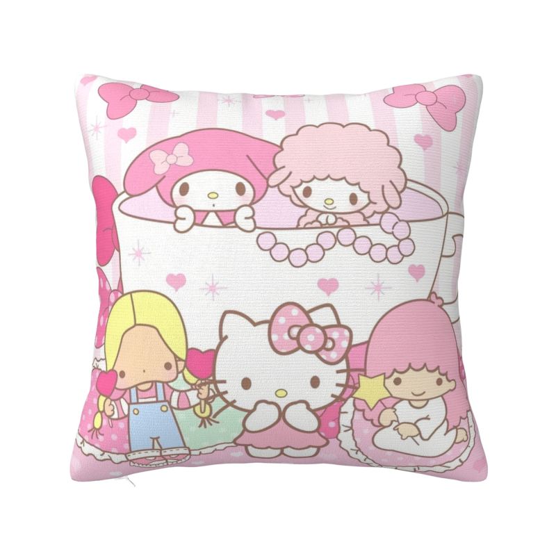 Sanrio Little Twin Stars Anime Cover 45x45cm Soft Lala Cartoon Kiki Cute Throw Pillow for Sofa Square Pillowcase Decoration