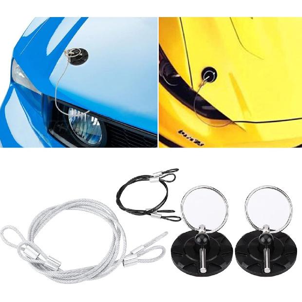 2pcs Universal Hood Pin Kit, CNC Billet Aluminum Racing Bonnet Hood Pin Lock Appearance Kit 2.5 2 Color Options (Black)