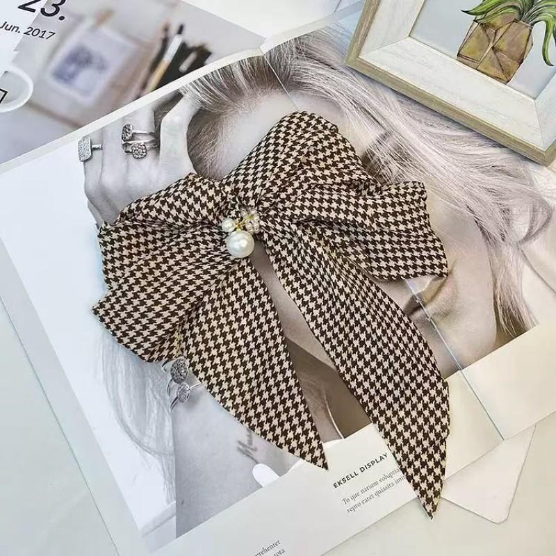 Handmade Pearl Bow Hair Clip Women Netting Accessory Korean Style Headband