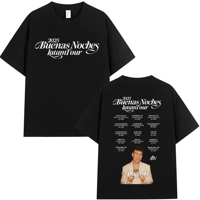 2025 Summer Rapper QUEVEDO Tour 2024 Graphic Mens High Quality Leisure Tshirts Man Retro 100 Pure Cotton Printed Tshirt