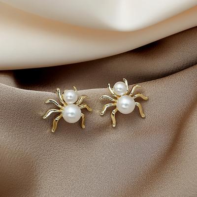 Accessories Halloween Creative Retro Pearl Spider Stud Earrings Fashion Versatile Earrings