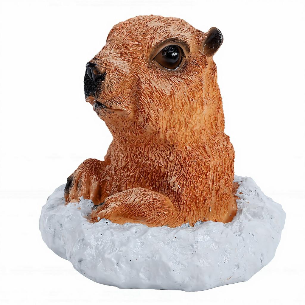 Groundhog Statue Adorable Fade Proof Resin Groundhog Sculpture for Outdoor Garden Lawn Ornament