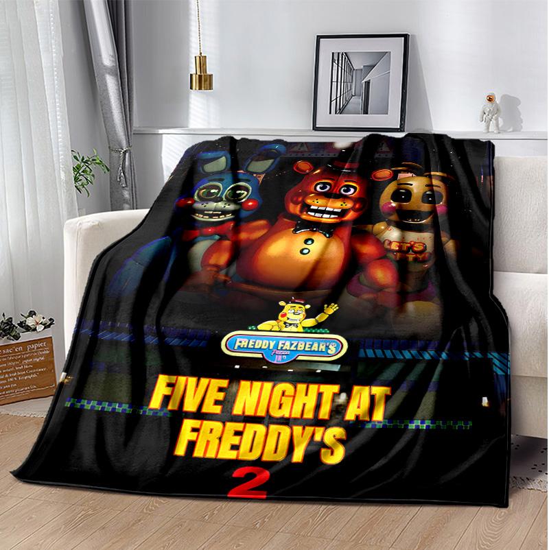 Freddy Bear Flannel Blanket Soft Warm All-Season Throw, Design for Camping, Car Travel, Hiking Sofa, Bed, Office Perfect Gift for Parties