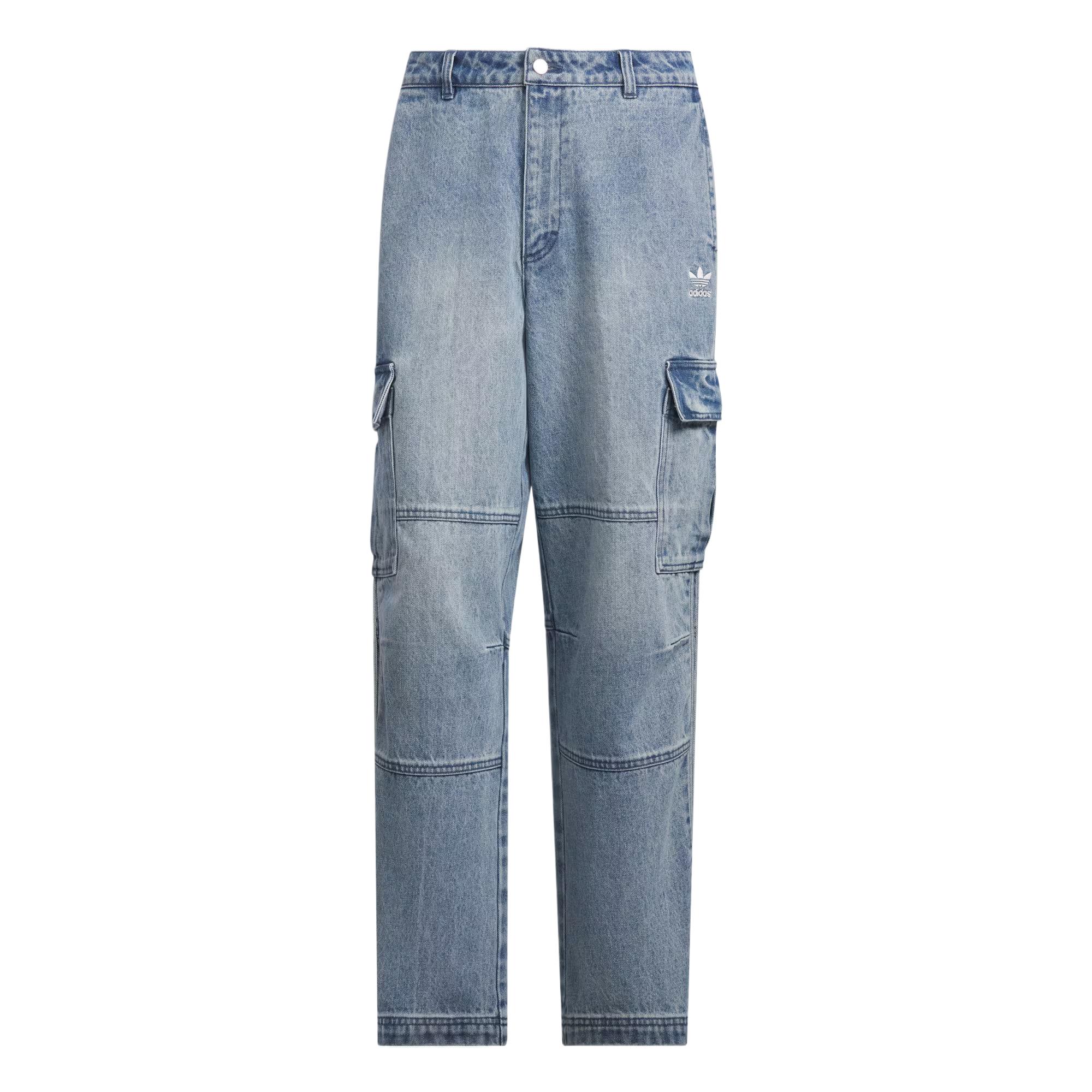 Adidas Originals Blue Denim Loose Fit Tapered Leg Denim Pants Men Light Blue KS5980 XL