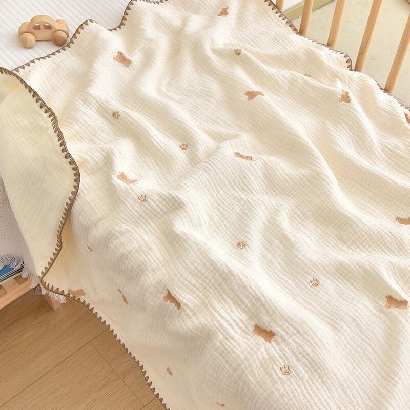 GPPNKC Baby Gauze Cartoon Embroidery Nap Blanket