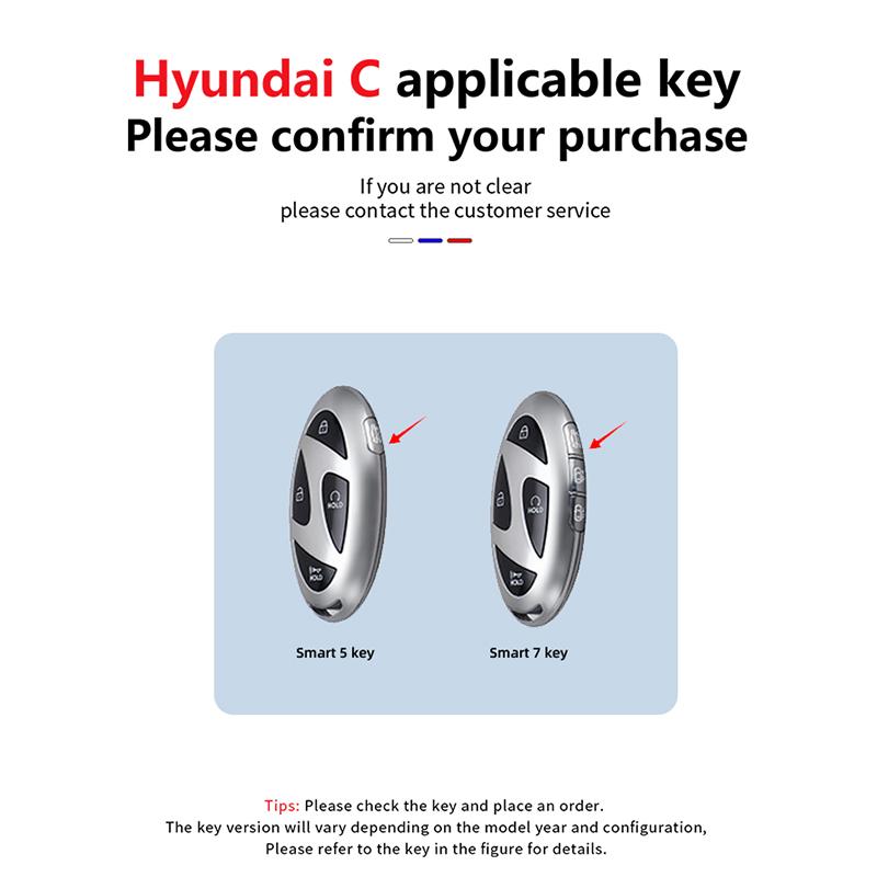 5 7 Buttons Zinc Alloy + Silicone Car Key Case Cover For Hyundai Kona Ev Grandeur GN7 IONIQ 6 2025 2025 Remote Key Protect Shell