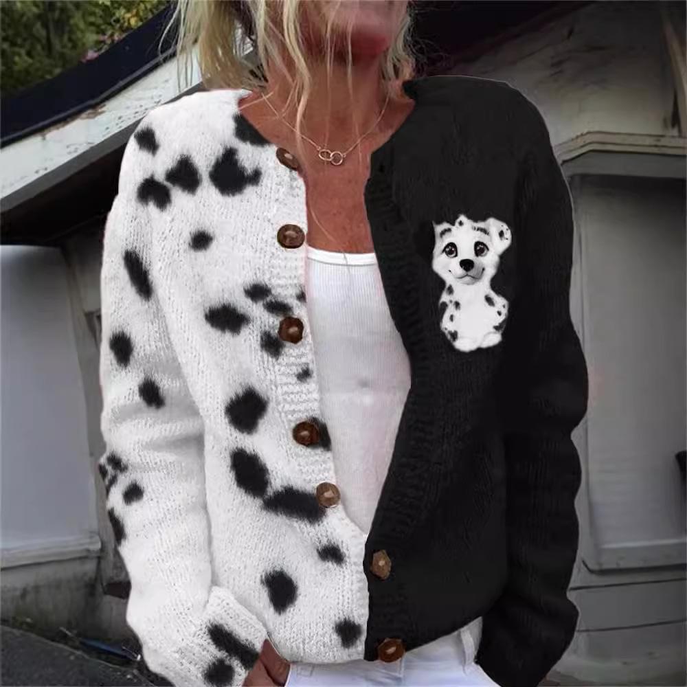 3D Digital Print Women's Cardigan Jacket - Autumn/Winter European & American Style Polyester