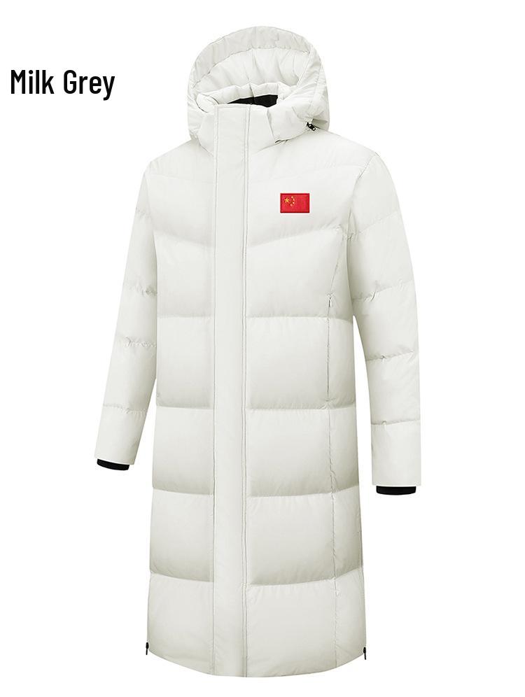 Chinese Team Winter Down Jacket Unisex Long Overcoat for Art Exam and Athlete Training
