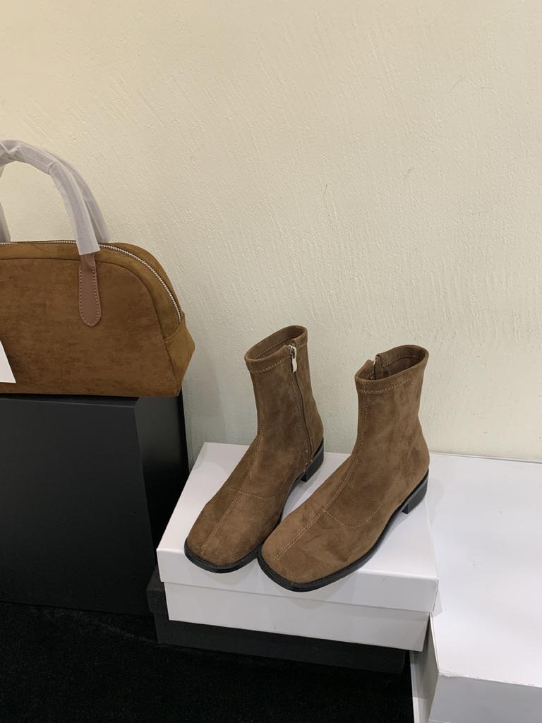 Coarse heel French British style retro square head Martin short boots women's boots autumn 2025 new