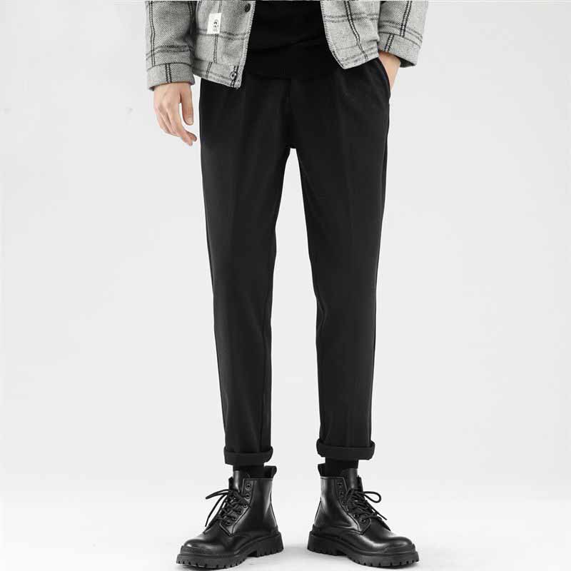 Wollen Kostuumbroek voor Heren Herfst en Winter Rechte Cropped Broek Verdikt voor Warmte en Pluche