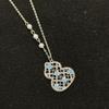 French-style New Chinese Palace Enamel Gourd Necklace with Hollow Design, Gradient Blue Glaze, Fortune Pearl, High-end Sweater Chain