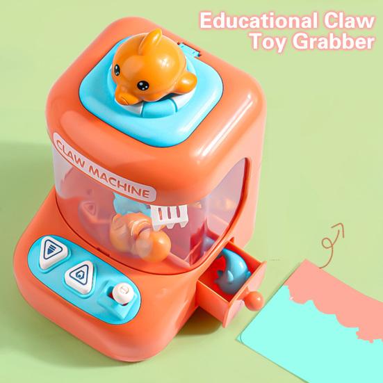 Mini Claw Machine Flip Top Lid Simple Operation Colorful Lighting Effect Fill with Small Gifts Easy To Grab Scene Experience ABS Clip Claw Machine