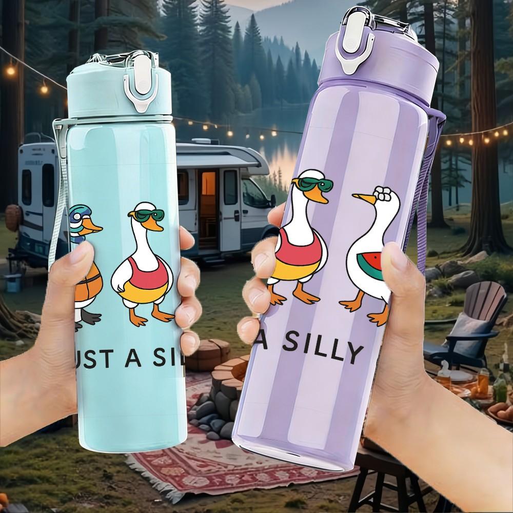 1PC Just A Silly Goose Group 750ml Color Plastic Sports Water Bottle Leakproof Flip Straw Lid Suitable for Sports Office Home Use
