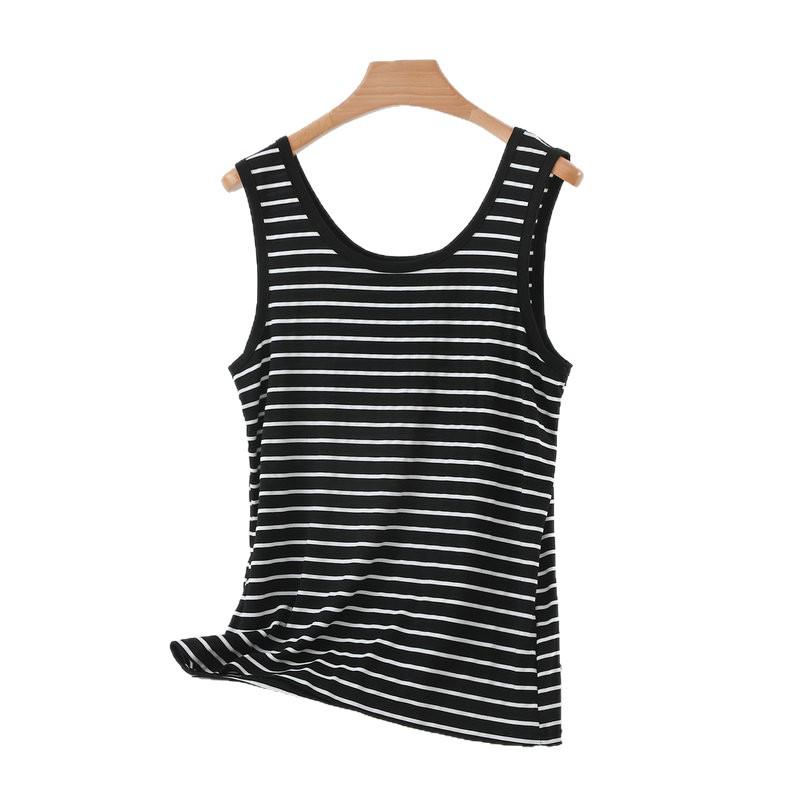 2026 Summer Modal Striped Plus Size Elastic Spaghetti Strap Vest