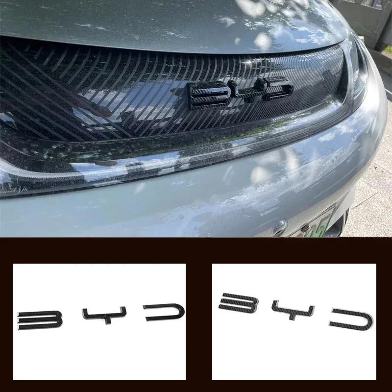 Per BYD SEAl EV ATTO 4 2022 2023 2024 Accessori Auto Emblema Badge Decalcomania Paraurti Anteriore Logo Nero Carbonio Adesivo di Modifica