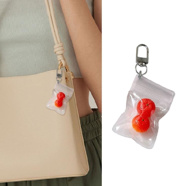 Adorable Citrus Fruit Key Ring Orange Keychain Alloy Materials Lovely Jewelry Perfect For Keys Or Phone Accessories
