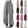 Women's Wide-Leg Athletic Pants with Multiple Pockets, Drawstring and Tapered Ankles