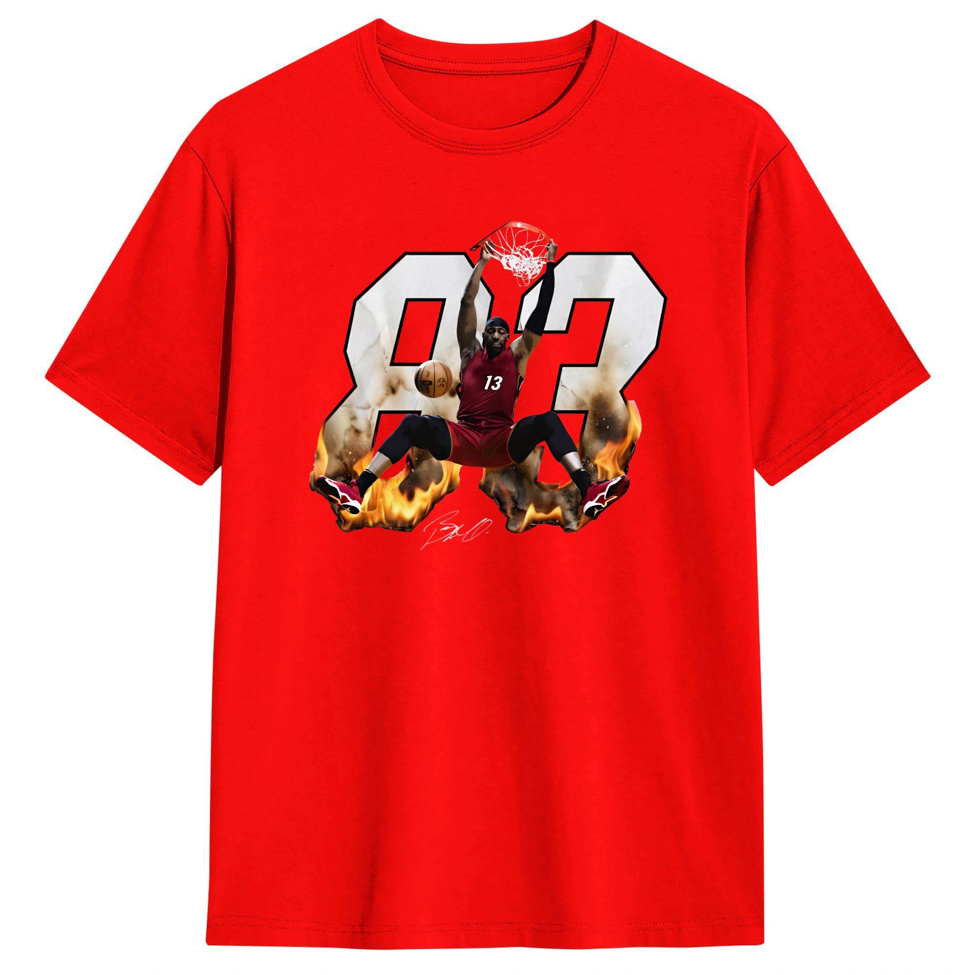 Bam Adebayo 83 Fire Cotton T Shirt For Unisex Summer Y2K Casual T Shirts Round Neck Hipster Tee Shirt Oversized Casual Clothes S
