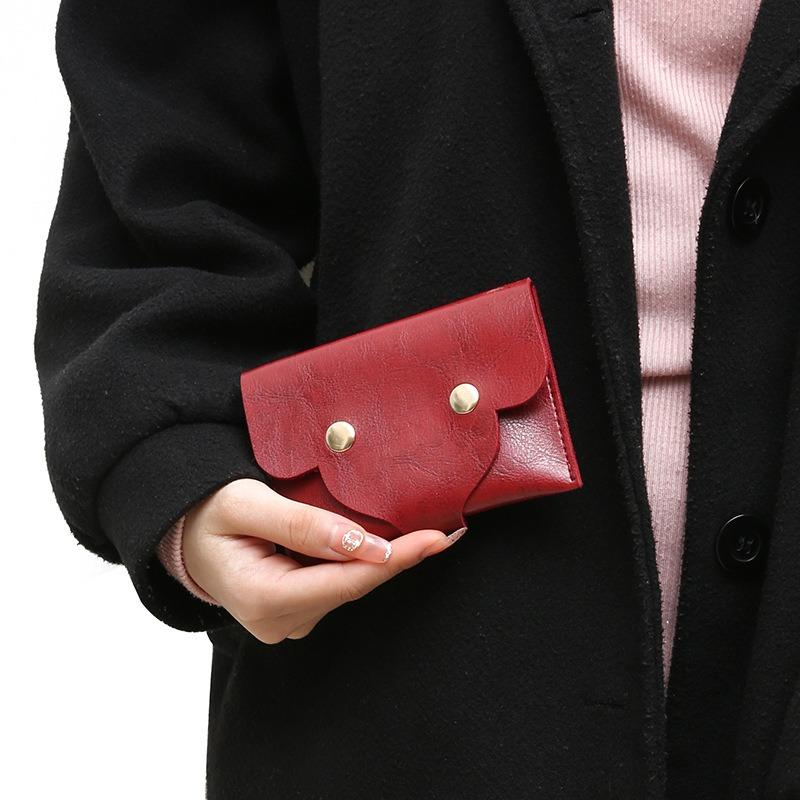 Simple Mini New Card Bag, Key Bag, Soft Leather Small Bag, Coin Bag, Mini Short Student Buckle Small Square Bag.