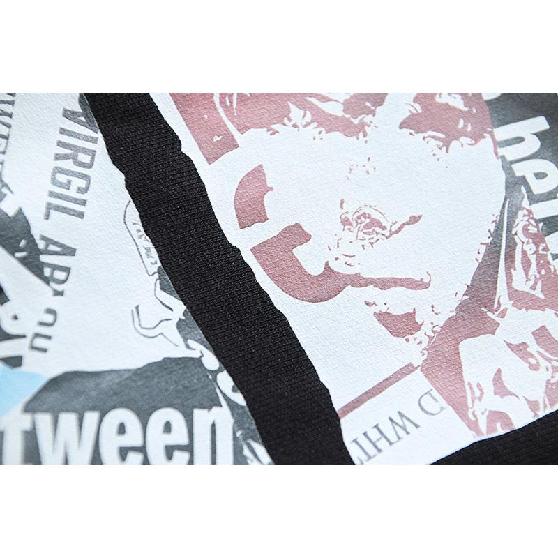 Off-White 2025 Autumn/Winter New Newspaper Arrow Pattern Printed Men's Hoodie