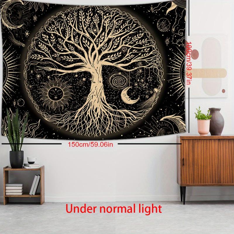 VIKAMA Black Mystic Tree of Life Tapestry Mystical Cosmos for Living Rooms Bedrooms and Gaming Rooms Home Decor