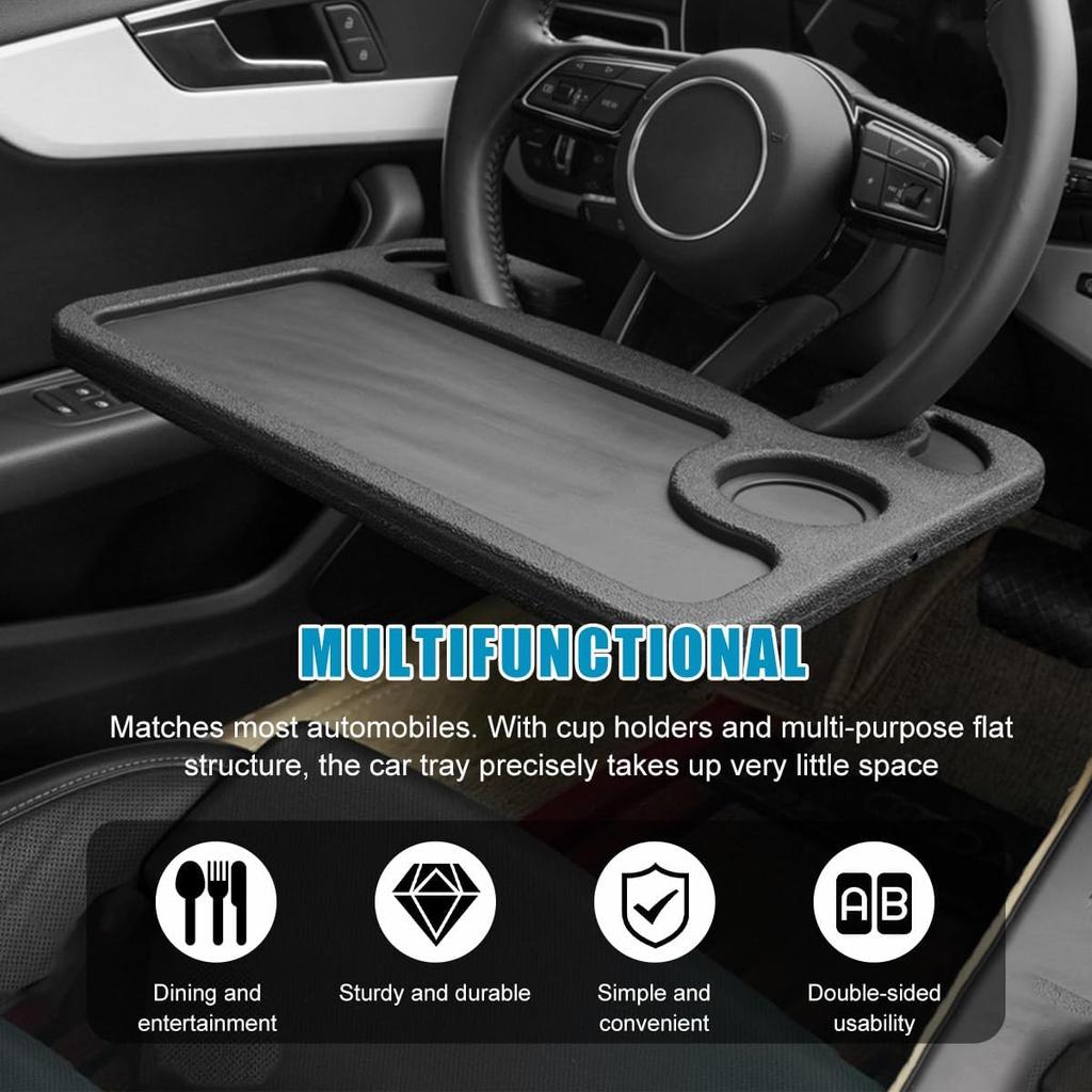 Car Steering Wheel Desk, Multifunctional Auto Seat Stand Trays For Eating And Working, Double Sided Design Steering Wheel Table Desk For Laptop,