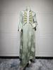 AB402 V-Neck Jacquard Beaded Dubai Dress - Women's Middle Eastern Muslim Robe