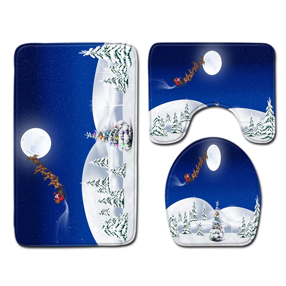 Christmas Bathroom Floor Mat Toilet Three-Piece Set