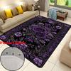 VIKAMA ‘Purple Rose Suite On Black Canvas’ Rug Decorative Rug For Bedroom, Kitchen, Living Room And Dining Room Home Decor